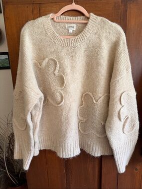 Love Cream Floral-Appliqué Crewneck Sweater